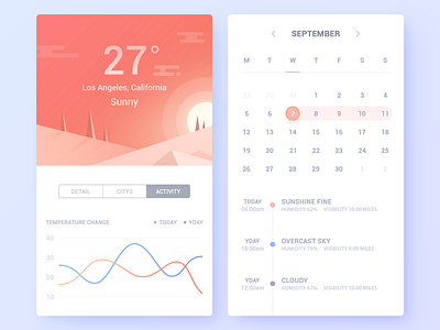 Weather App app calendar clean design interface ios ui weather
