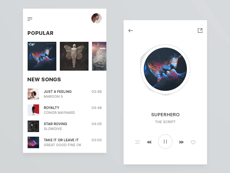 Music Player Demo app clean design gif ios music player ui