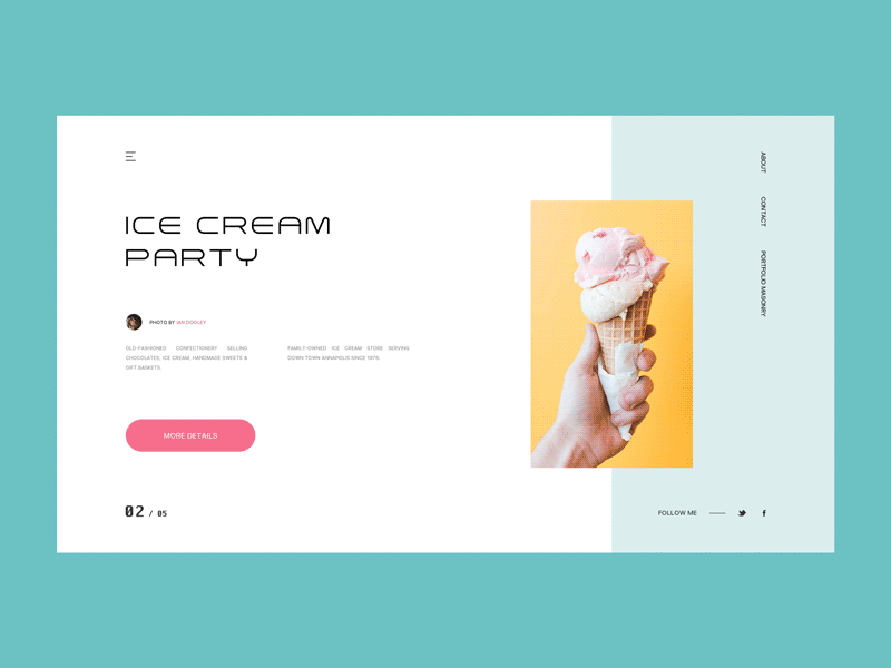 Ice Cream Party animation clean design interface studio transitions ui web