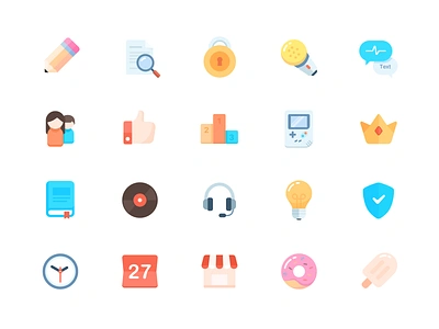 Icon 2x avatar book calendar crown design donut game icon illustration light lock music pen rank shield text time voice