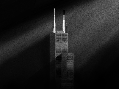Oh, Chicago! black city dark illustration noir noise skyscraper texture tower white willis