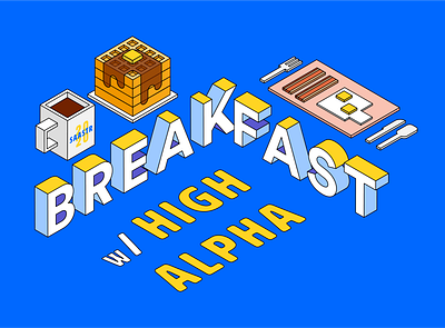 SaaStr 2020 Breakfast w/ High Alpha promo breakfast coffee cube design event high alpha illustration illustrator isometric saas