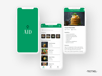 AID - RECIPE APP africa food healthy high fidelity logo ui ux