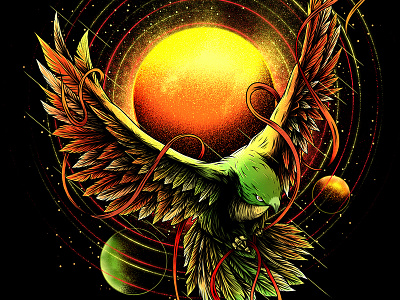 Big Bird artwork bird digital drawing hawk illustration planets poster print space