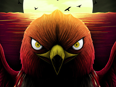 Summer Ends art artwork bird digital drawing event flyer hawk illustration poster print