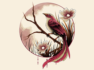 Bird art artwork bird drawing giclee illustration poster print