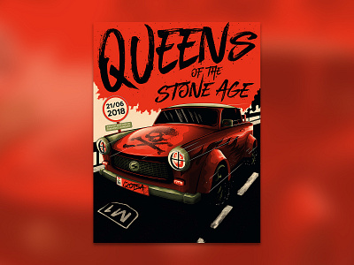 Queens of the Stone Age art artwork car design drawing event illustration photoshop poster print screenprint