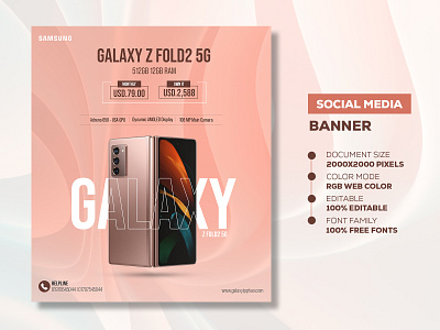 GALAXY Z FOLD2 5G - Social Media Banner Template phone social media banner social media banner social media banner design ideas social media banner phone social media banner sizes social media banner templates social media post