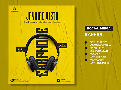 Jaybird Headphone - Social Media Banner Template
