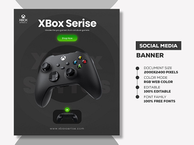 XBox SeriseX - Social Media Banner Template social media banner social media banner design social media banner design ideas social media banner design size social media banner pack free social media banner template social media posts and banners xbox xbox 360 xbox series x xbox series x controller