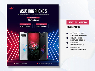 Asus Rog Phone 5 - Social Media Banner Template