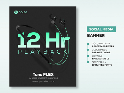 Tune FLEX - Social Media Banner Template earbuds banners earphone banner headphone banner headphone social media banner social media banner social media banner design social media banner design ideas social media banner design size social media banner pack free social media banner template social media posts and banners