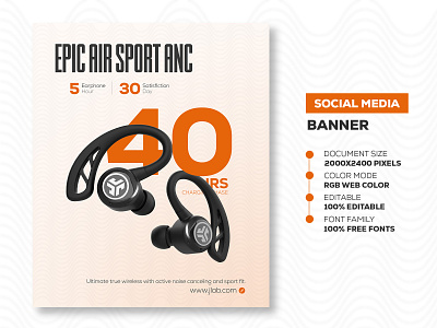 EPIC AIR SPORT ANC - Social Media Banner Template design earphone banner design earphone bluetooth earphone bluetooth price in bd headphone banner headphone png jbl bluetooth earphones jbl headphones banner social media banner social media banner design social media banner design ideas social media banner design size social media banner pack free social media banner template social media posts and banners