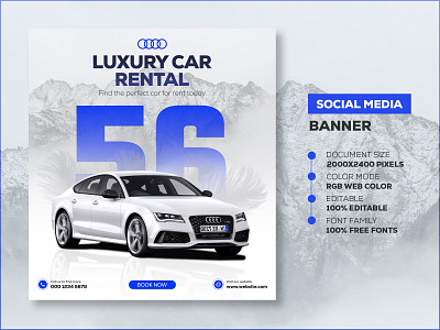 LUXURY CAR TENTAL - Social Media Banner Template