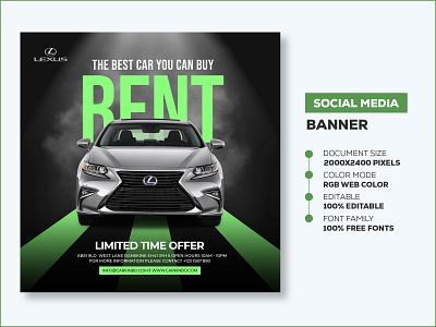 LEXUS CAR - Social Media Banner Template car ad banner car ads banner design car banner car banner design design social media banner social media banner design social media banner design ideas social media banner design size social media banner pack free social media banner template social media posts and banners