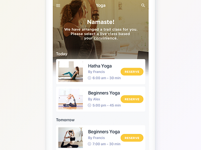 Live Yoga Class App