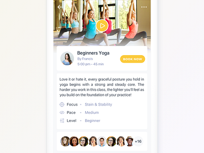 Live Yoga Class App app clean live ui yoga yoga class booking