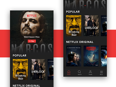 Netflix App Redesign Dark Concept app concept dark movie narcos netflix redesign series tvshow ui ux