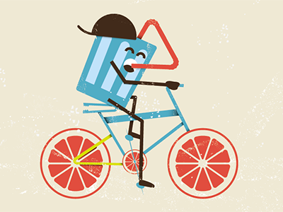 drink'n'ride bike dring glass ice illo illustration olive orange ride straw
