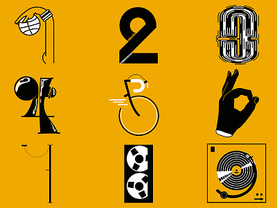 Numberz basketball bike cassette font hand lettering number turntable type typography