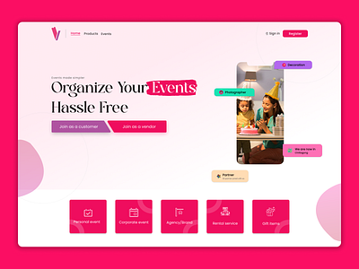 Landing page design - Eventizer branding event eventizer startup ui ux