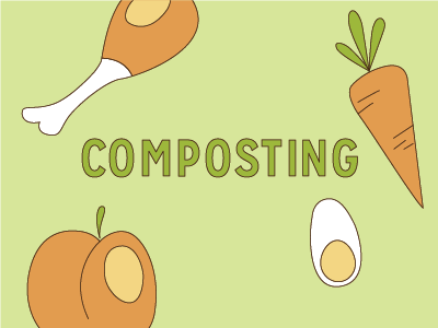 Composting Illustrations carrot composting egg fruit green illustrations meat peach signage type veggies