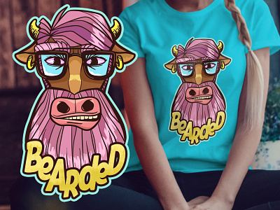 TEESIGN - BEARDED art art style beard branding color cool cow design fun illustration illustrator lifestyle shirt design shirt mockup