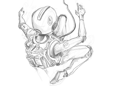 Flying astronaut illustration sketch