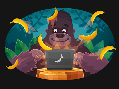 Gorilla Kingdom bananas design forest gold gorilla illustration jungle kingdom
