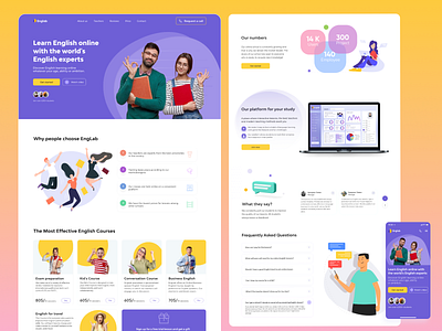 Langing for online school EngLab debut design english school figma learn lending lending page ui ux