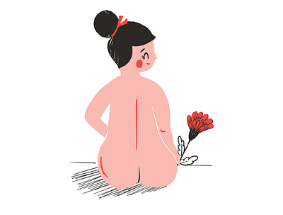 Bath Lady bath character design flowers illustration naked woman woman portrait