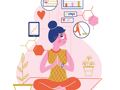Editorial character design editorial fitness health illustration science workout yoga