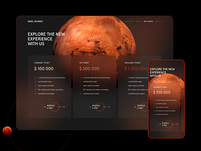 Pricing app galaxy mars planet pricing travel ui web