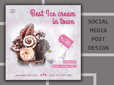 Social Media Post design facebook banner facebook post facebook stories graphic design ice cream instagram post instagram stories photoshop pink social media social media banner social media post trends web banner design