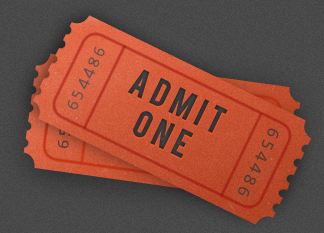 Admitone admit one letterpress noise orange texture ticket