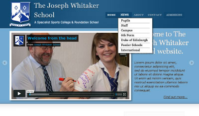 School full site. Preliminary mockup. blue school site slider text shadow vimeo wootheme