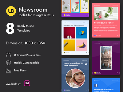 Newsroom | Instagram Post Toolkit banners instagram instagram post minimal news toolkit ui xd ui kit