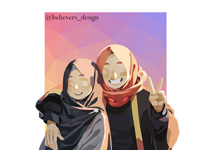 Bestie! digitalart graphic design illustration lowpoly lowpolyart portrait vector