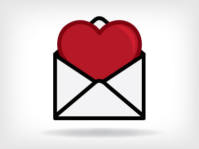 Love Letter black envelope heart illustration red white