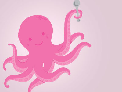 Octopus fun illustration octopus pink spoon