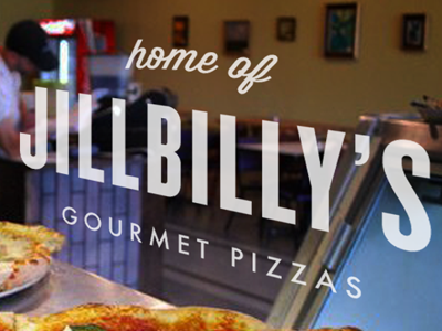JillBilly pizza type typography wisdom script knockout futura photograph
