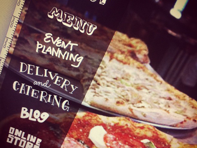 Super Small Sneak Peek of Trolley Stop Concept hand type photograph pizza type typography