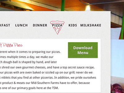Pizzzzaaaa green illustration navigation pizza red restaurant web website
