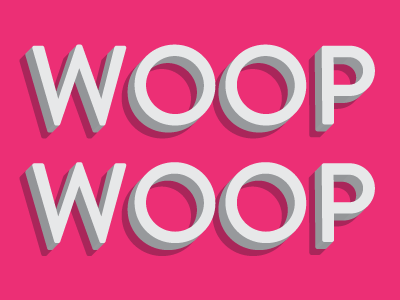 Woop 3d brandon grotesque pink shadow typography white