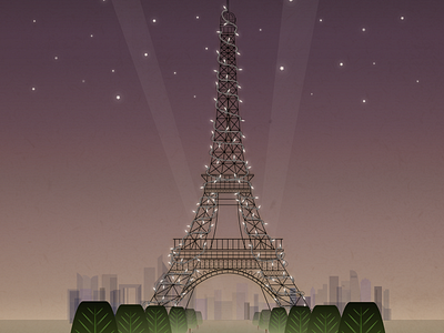 Paris Retro Travel Poster eiffel tower france gradient holiday illustration night paris retro posters sky travel