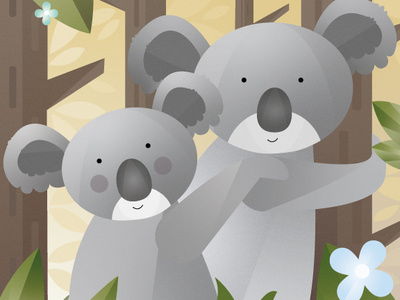 Happy Koalas adobe illustrator creative cute design drawing flat illustration gradient illustration illustrator kids illustration koala