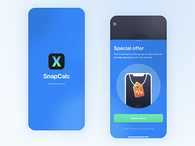 SnapCalc: Splash + Special Offer app camera calculator design snapcalc ui ui design