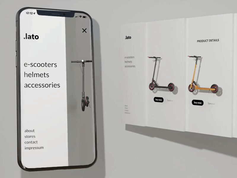 E- Scooter Online Shop 3d 3d animation 3d modeling app blender blender3d shop ui ui ux ui design web