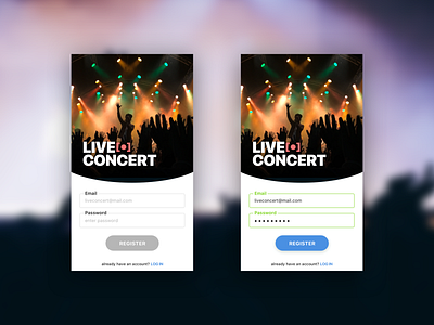 Register Live Concert App android concert dailyuichallenge ios register signup ui