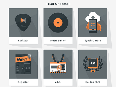 Badges badges design flat icons illustrator music rewards synchro vector